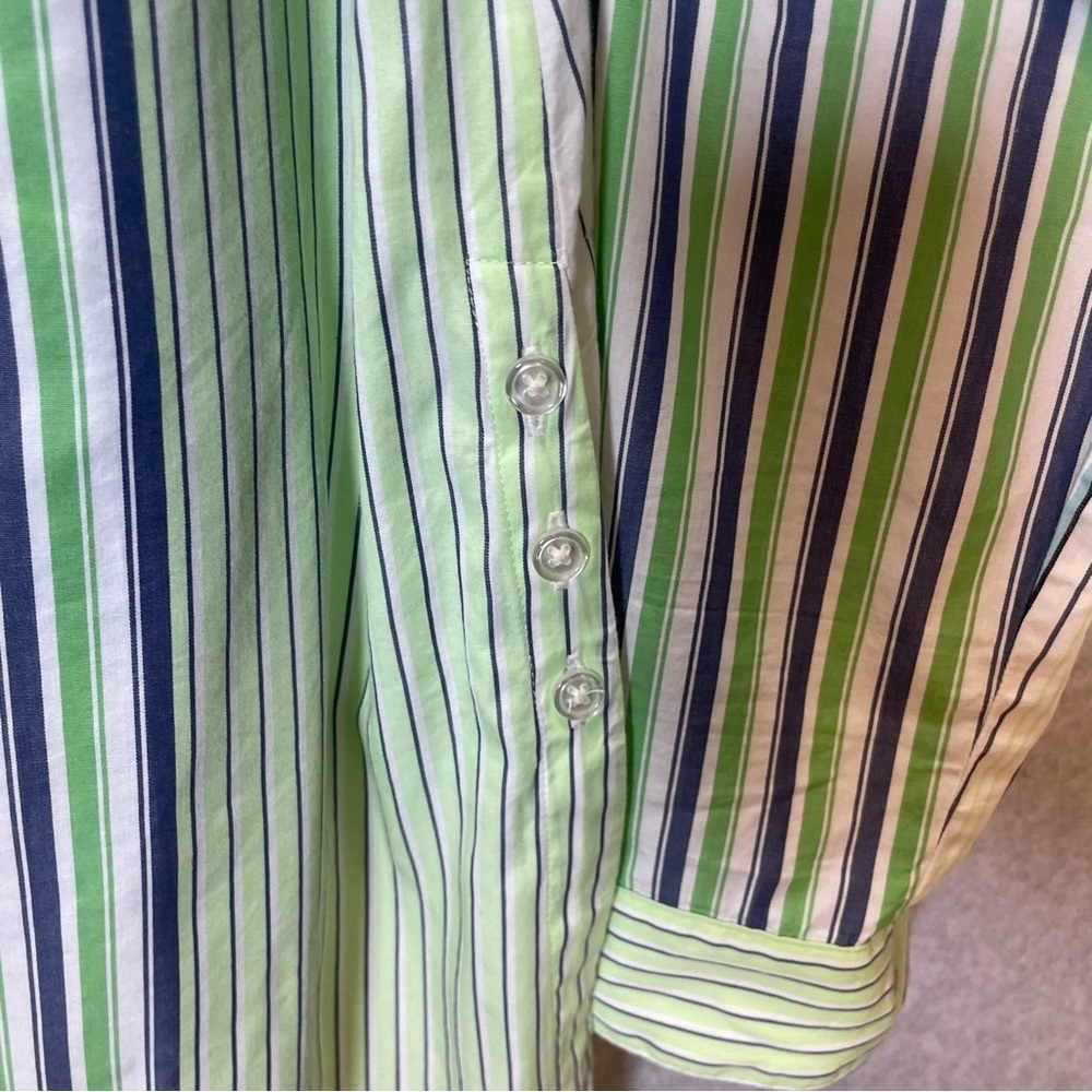 Anthropologie Maeve Oversized Button Down Stripe Alix Henley Pop Over Top - Picture 10 of 11